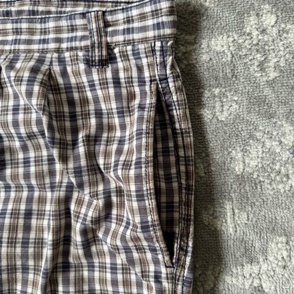 Savane Men's 3XL Grey & Tan Plaid Flat Front Shorts Preppy Classic Smart Casual - Picture 7 of 11